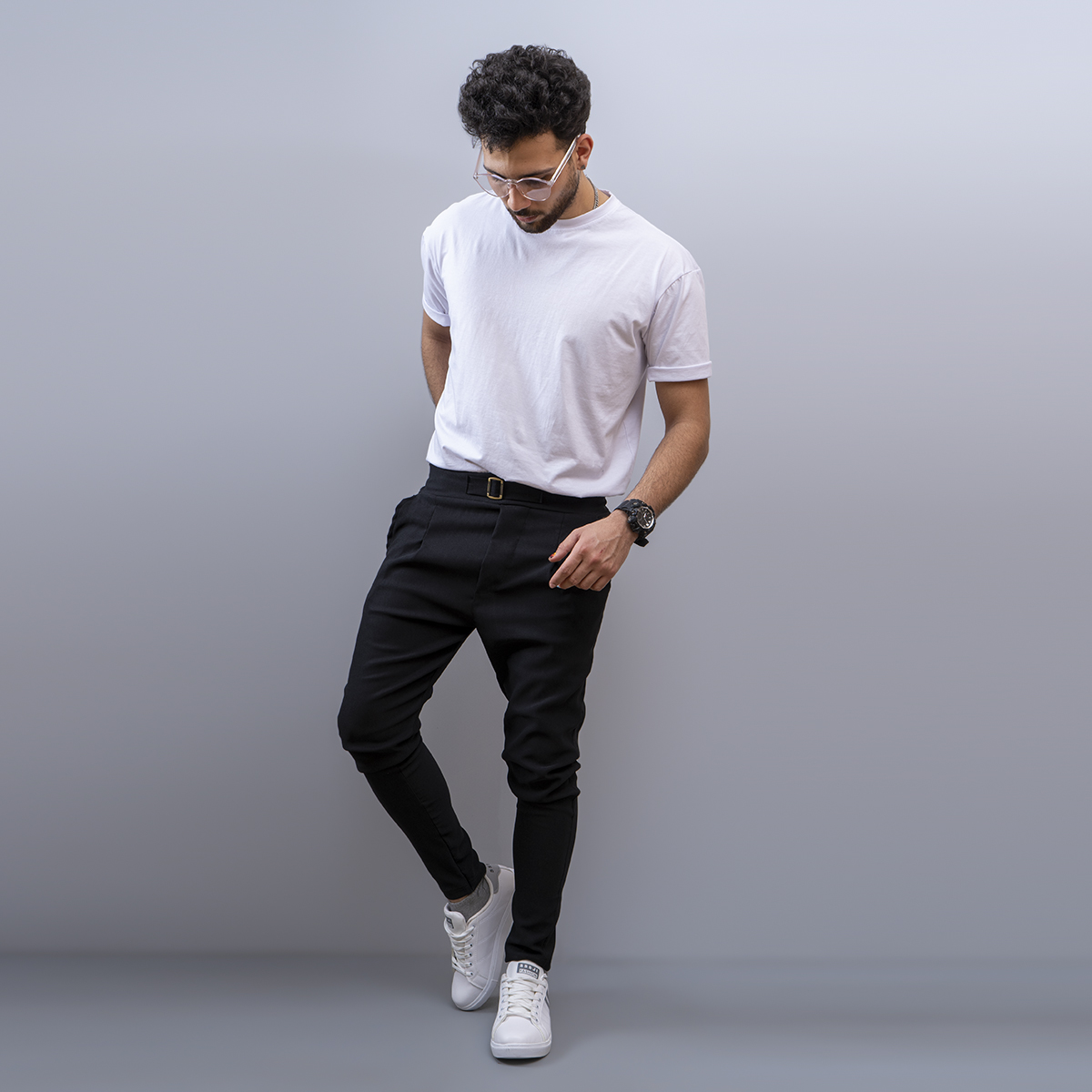 شلوار اسلش سگک دار مردانه مشکی مدلPartiv