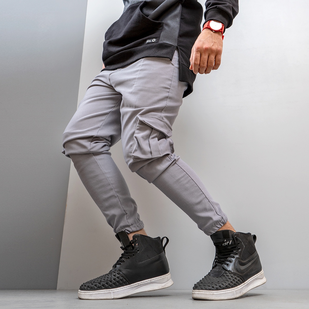 شلوار اسلش طوسی روشن مردانه مدل KOMBO