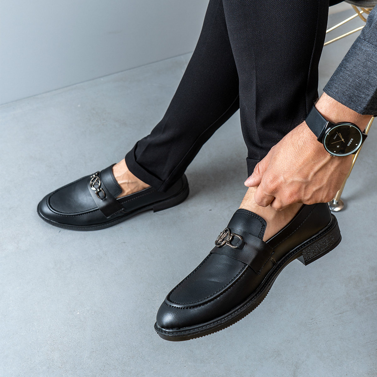 کفش کالج مردانه مشکی مدل NERVAN