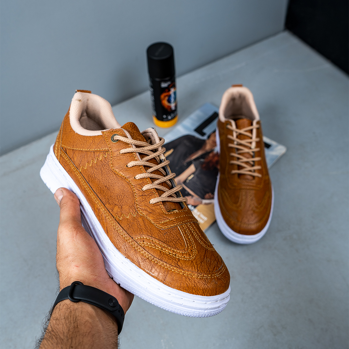 کفش مردانه خردلی مدل WALKER