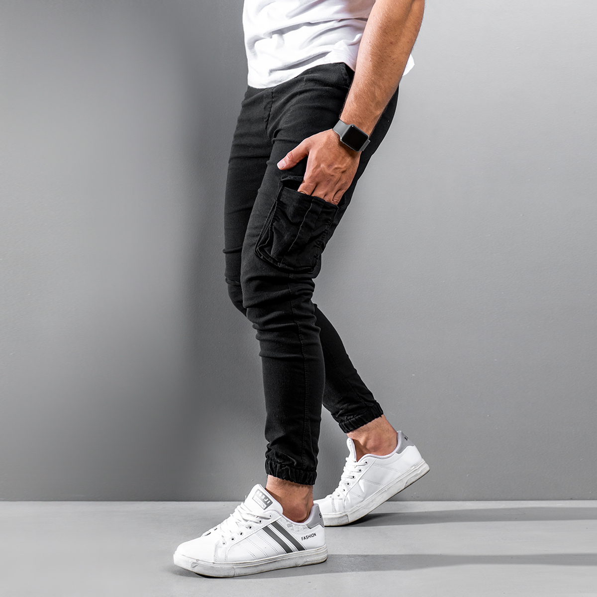 شلوار اسلش مردانه مشکی مدل Rashil