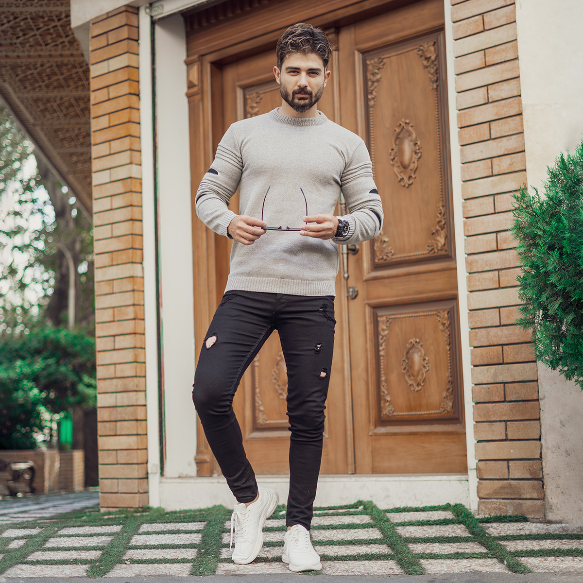 پلیور زاپ دار مردانه کرم مدل solan