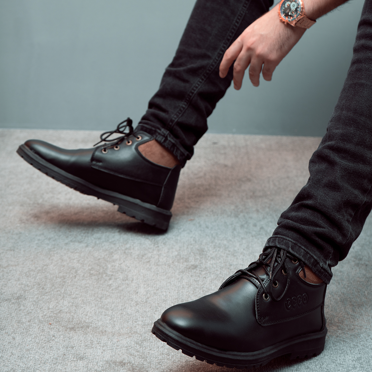 نیم بوت مردانه COCO مشکی مدلEmano