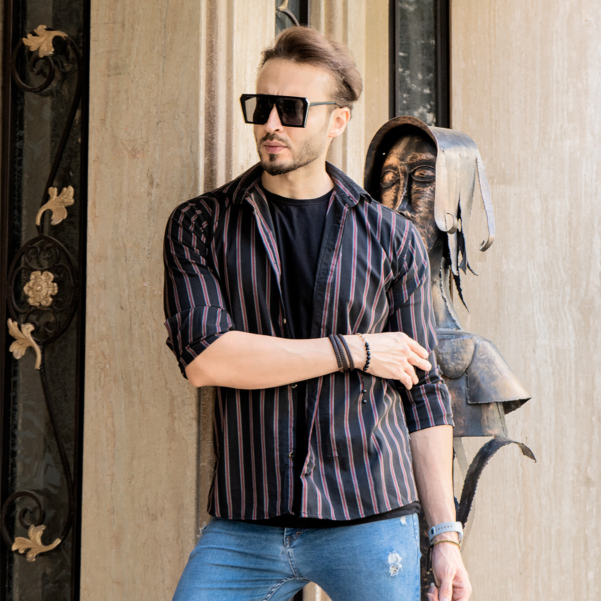 پیراهن مردانه خطی مدل SDU