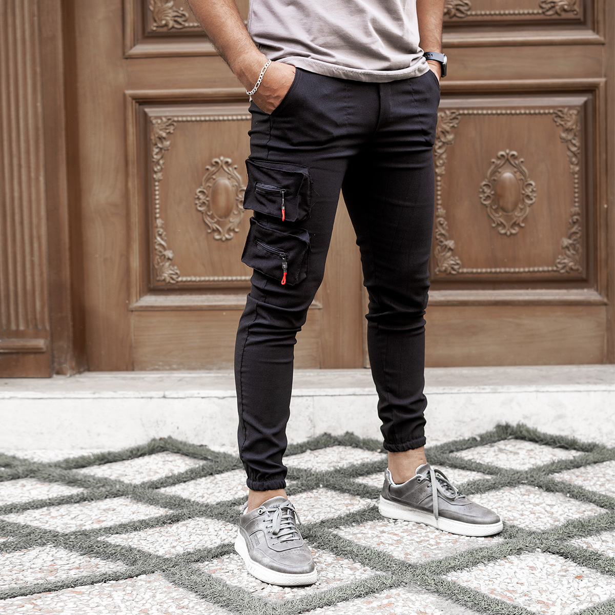 شلوار اسلش مشکی مردانه مدل ETARO