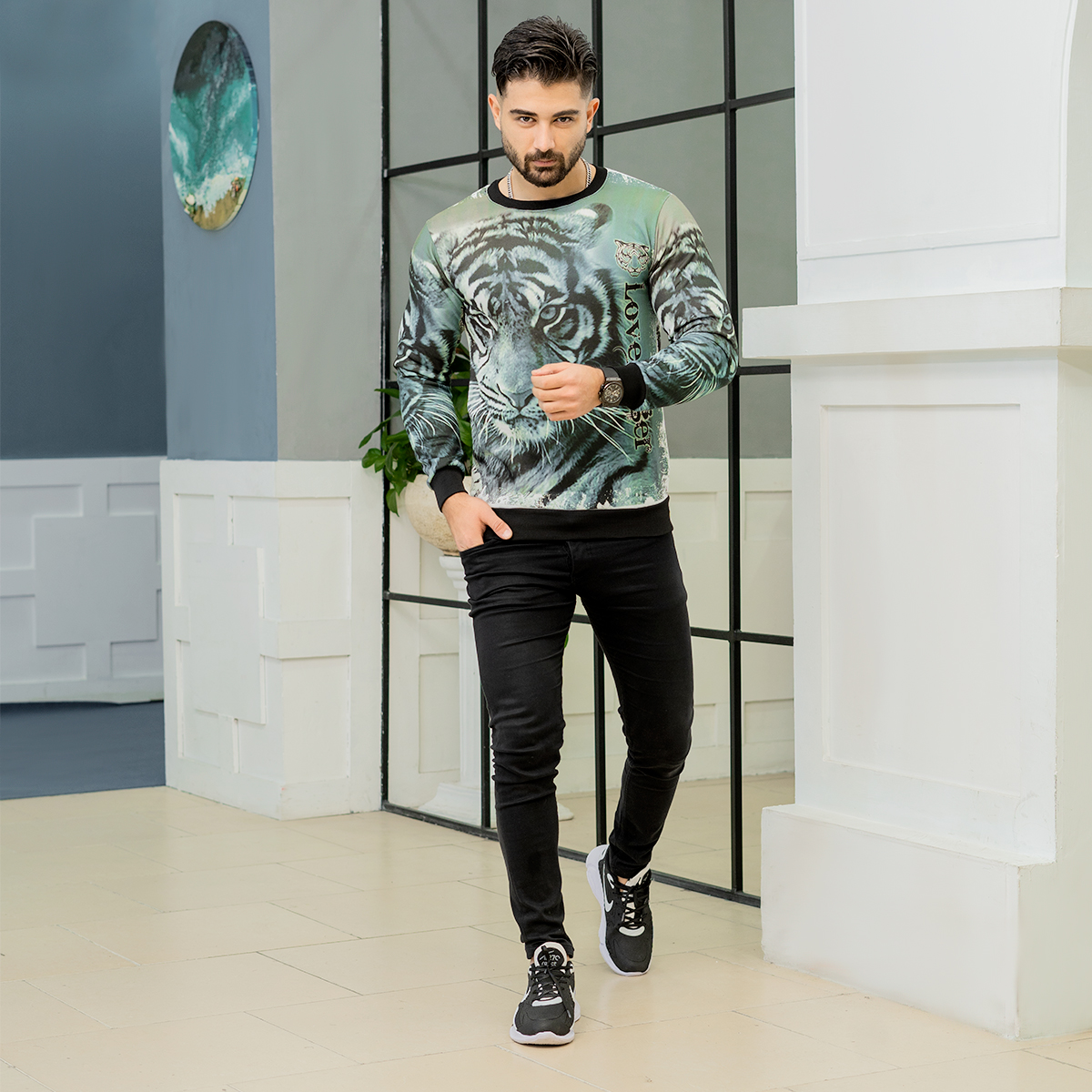 دورس مردانه طرح ببر سبز مدل kasra