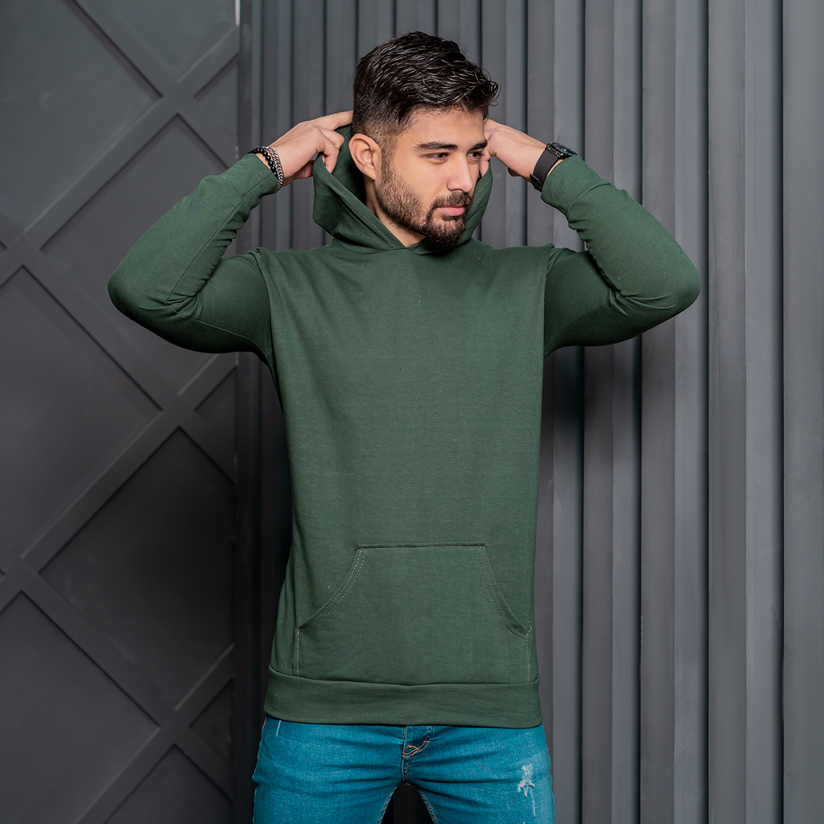 هودی مردانه سبز مدل Ramtin