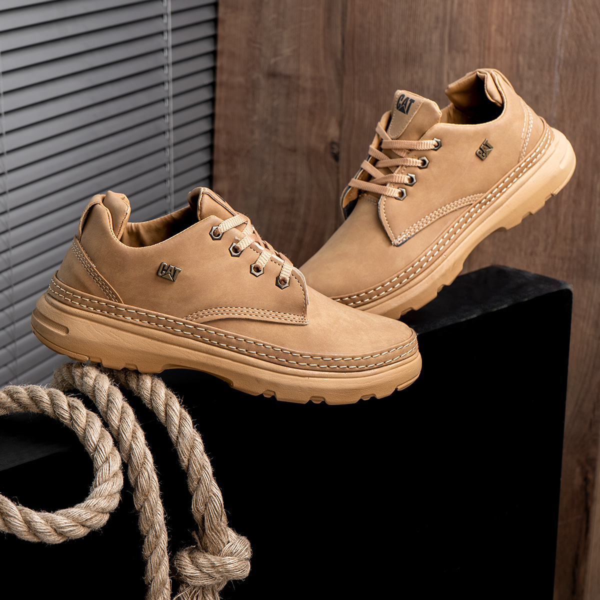 کفش تخت CAT کرم مردانه مدل Magno