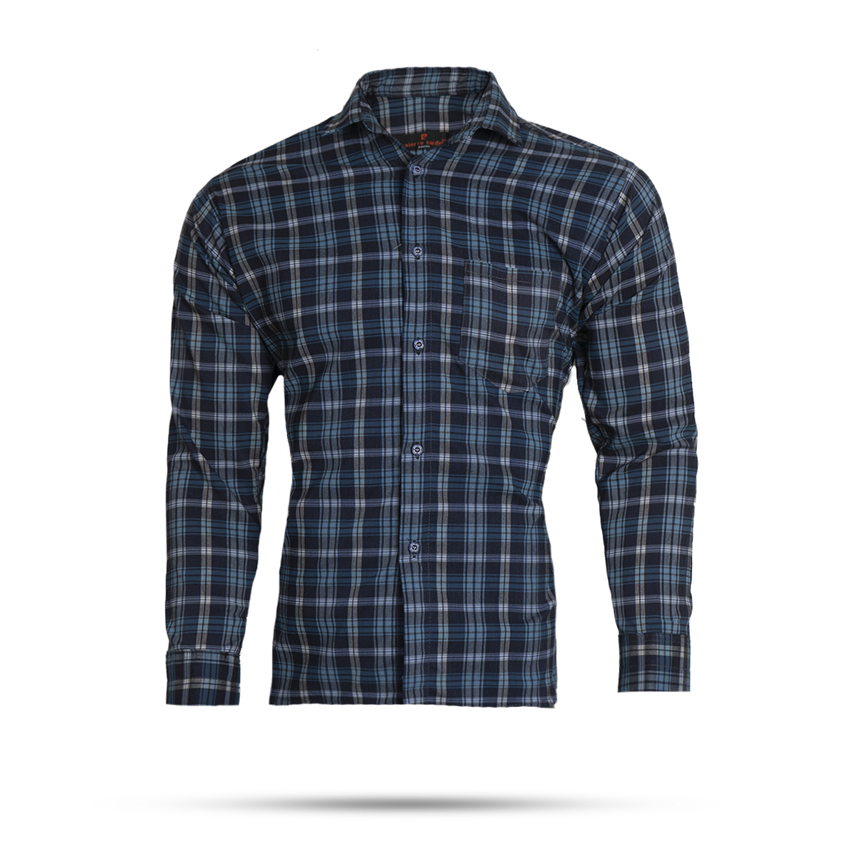 پیراهن چهارخانه آبی سرمه ای مردانه مدلDivan