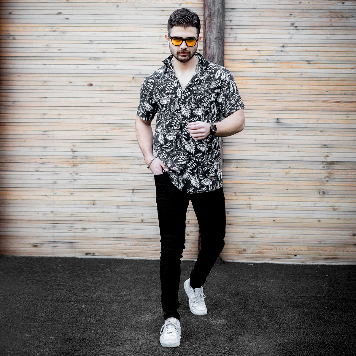 پیراهن هاوایی مردانه مدل Panik