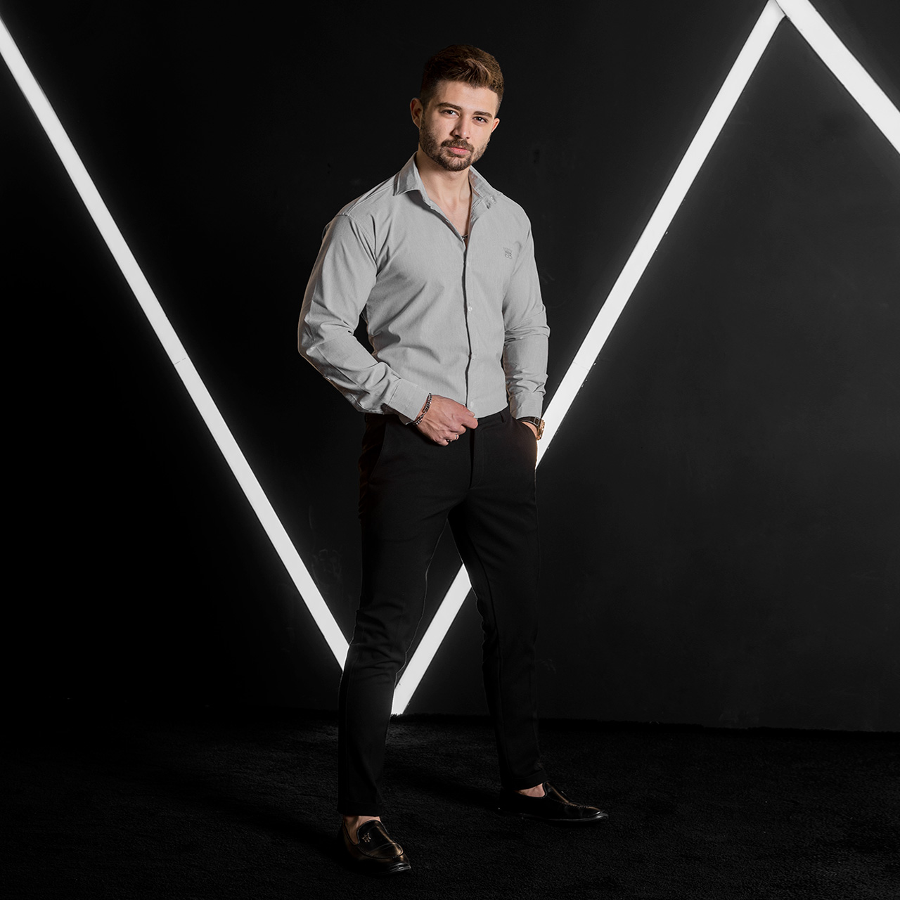 پیراهن مردانه طوسی روشن مدل pelin