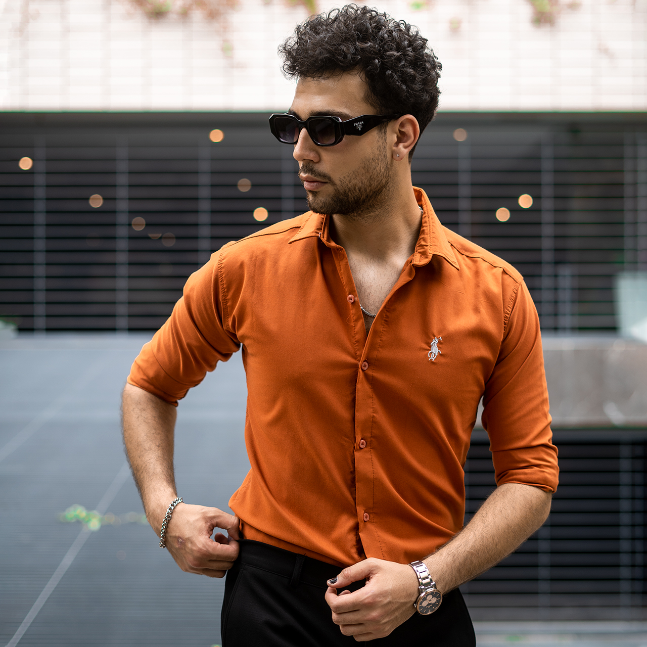 پیراهن مردانه آجری مدل VQ