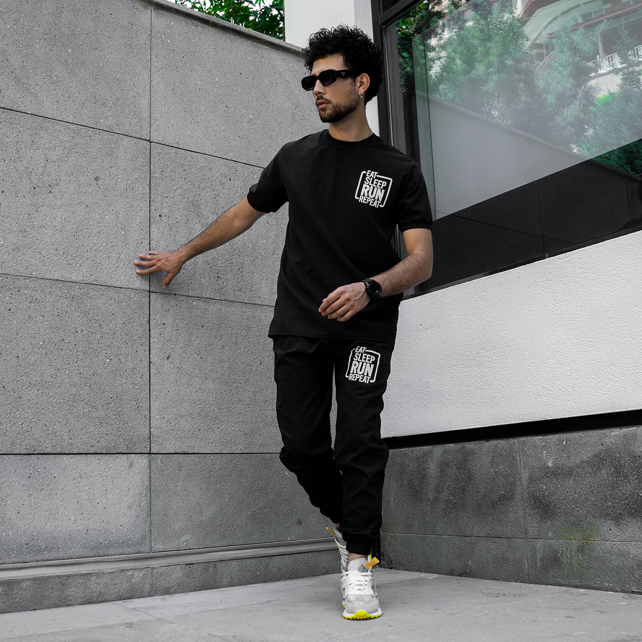 ست تیشرت شلوار مردانه مشکی مدل Lota