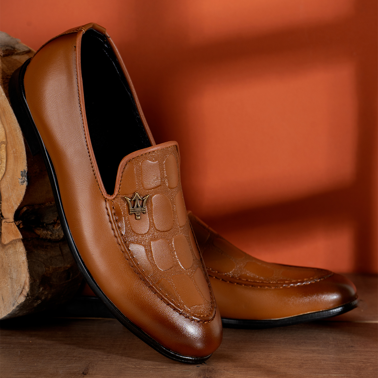 کفش کالج مازراتی عسلی طرحدار مردانه مدل Amit