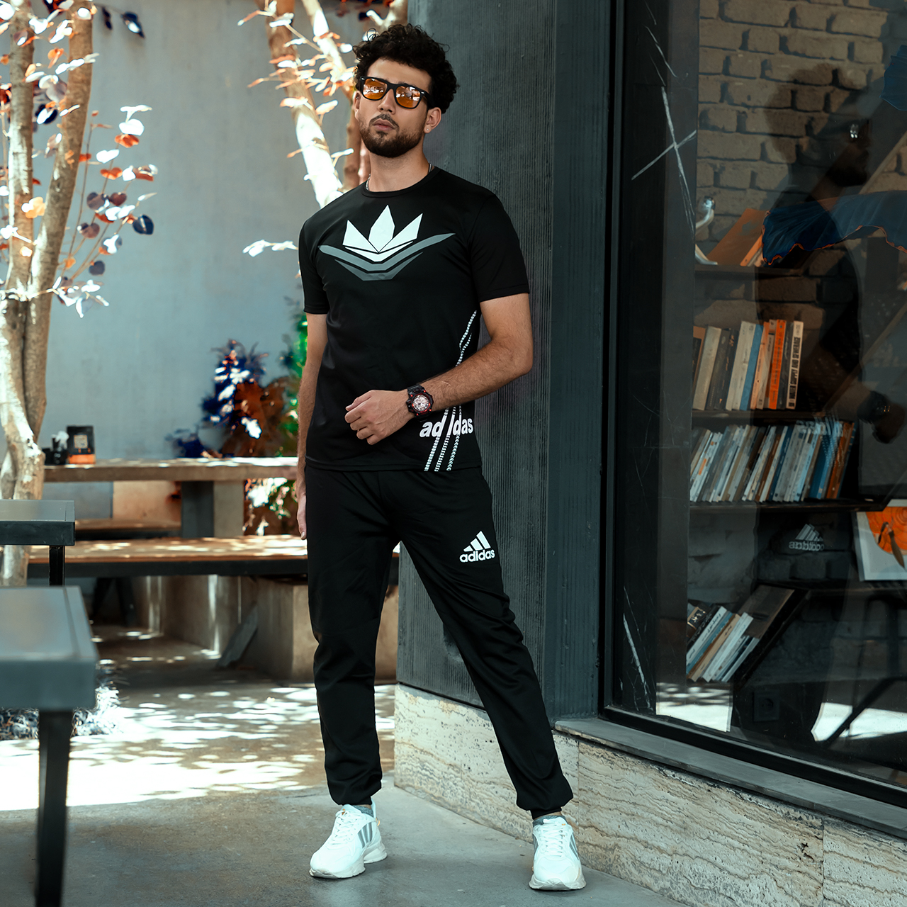 ست تیشرت شلوار آدیداس مشکی مدل Diamond