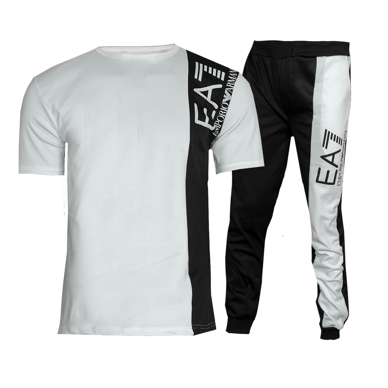 ست تیشرت شلوار EA7 سفید مشکی مدلWE82