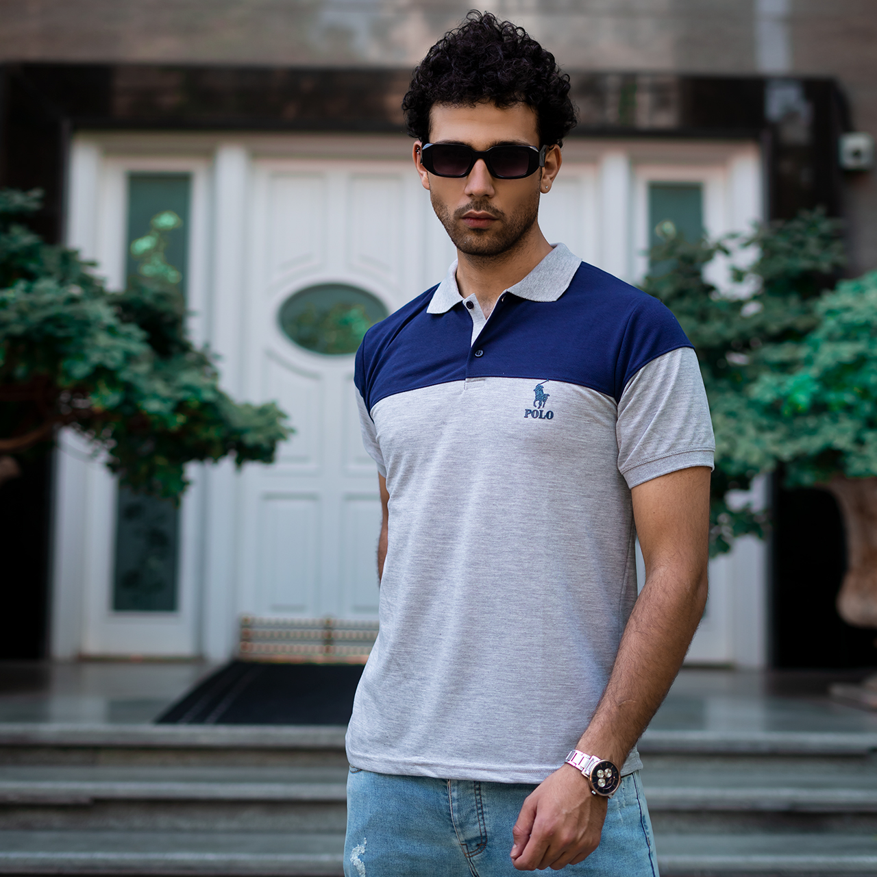 تیشرت مردانه POLO طوسی- سرمه ای مردانه Mazyar