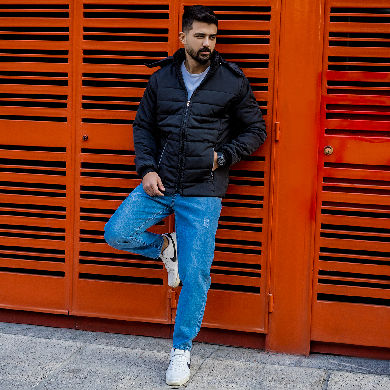 کاپشن مردانه ساده مشکی مدلAidin