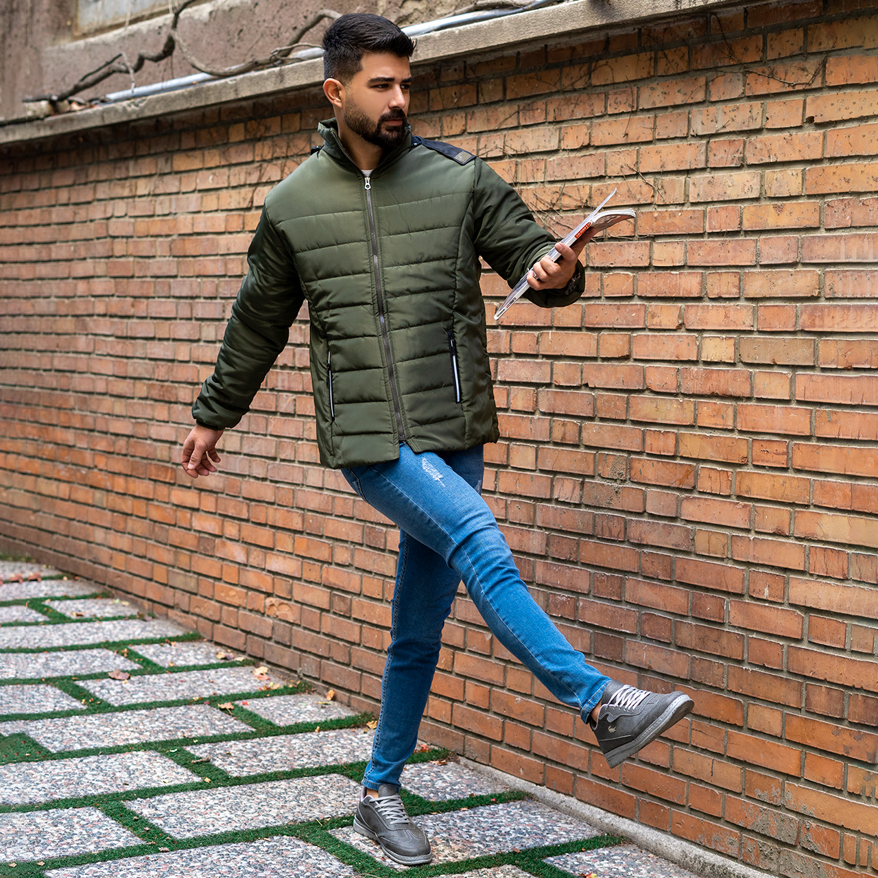 کاپشن مردانه ساده سبز مدلAidin