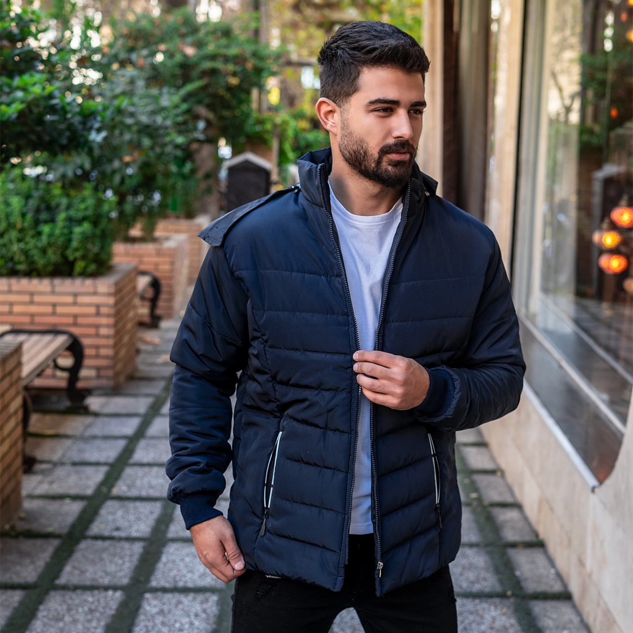 کاپشن مردانه ساده سرمه ای مدلAidin