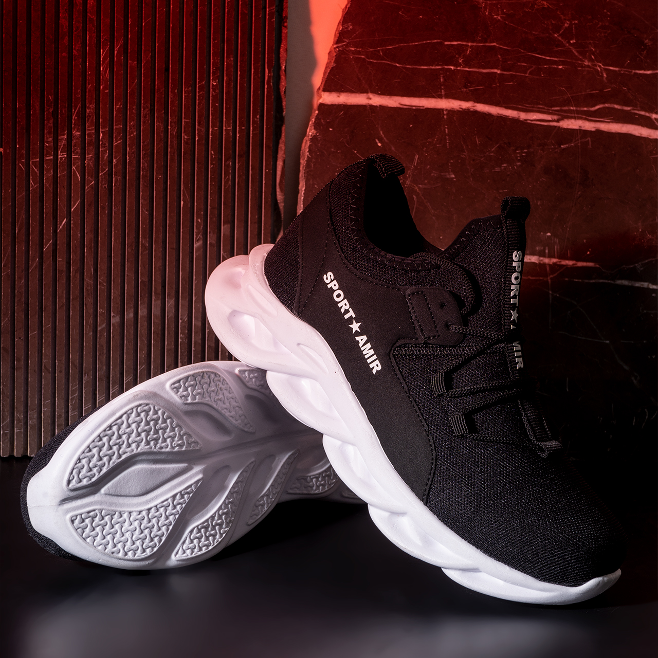 کفش ورزشی مردانه مشکی سفید مدل Amir