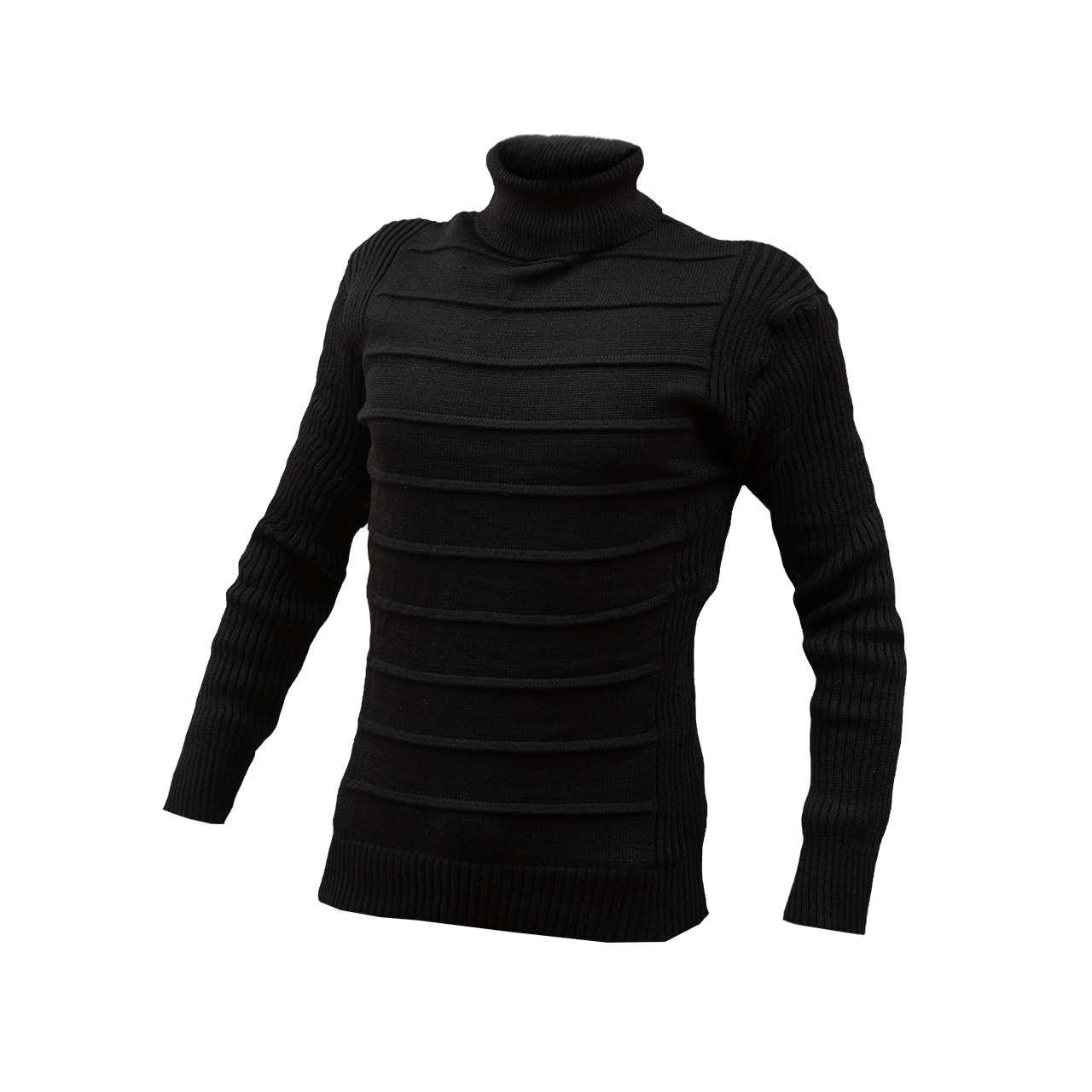 پلیور یقه اسکی مشکی طرح کرکره ای مردانه مدلR10