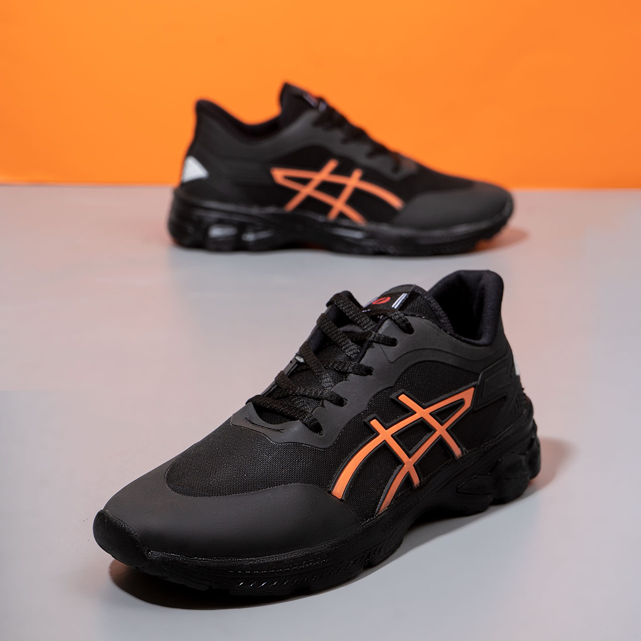 کفش ورزشی مشکی نارنجی زیره مشکی مردانه مدل Rail
