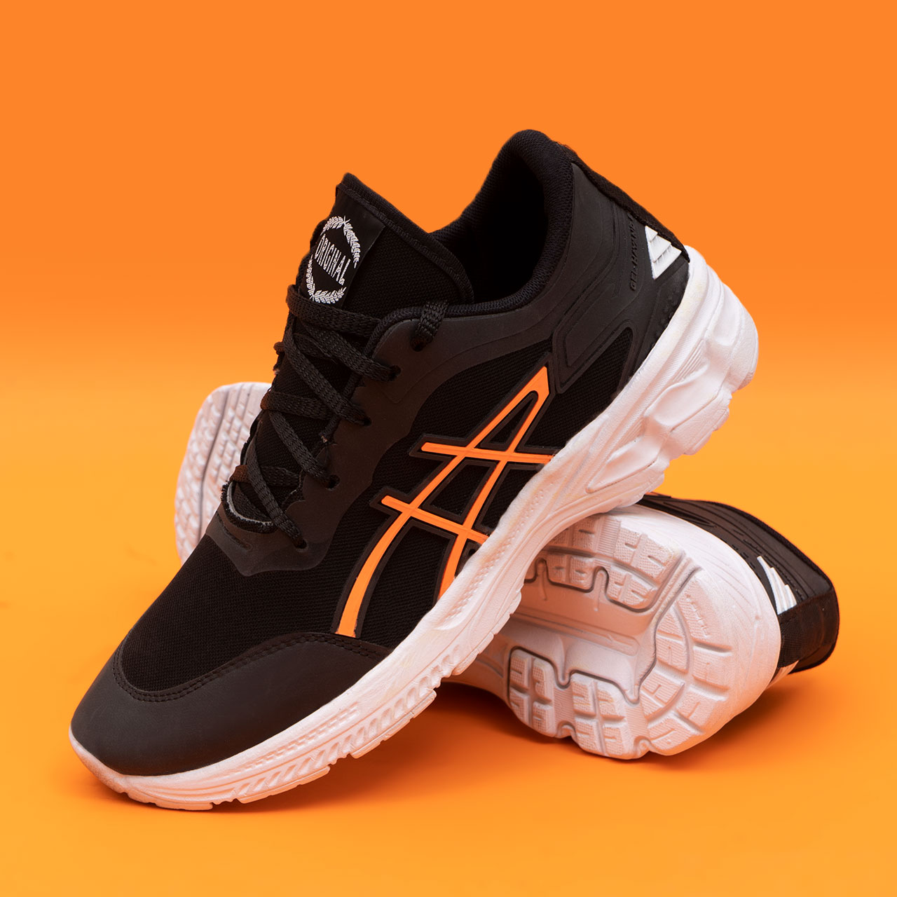 کفش ورزشی مشکی نارنجی زیره سفید مردانه مدل Rail