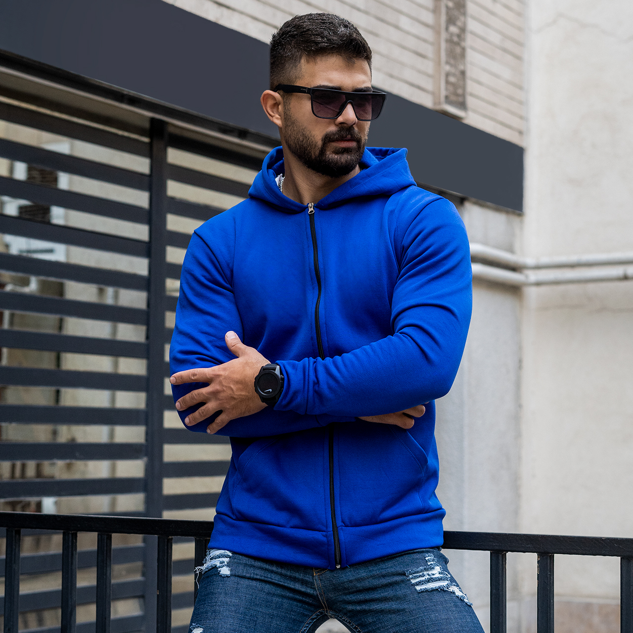 سوییشرت آبی مردانه مدل sabin