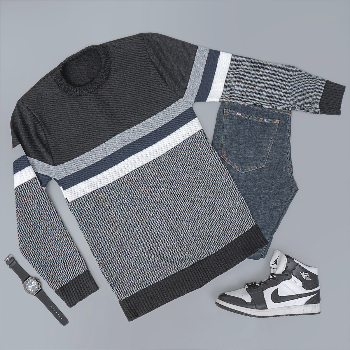 پلیور مردانه ذغالی مدل MISHA