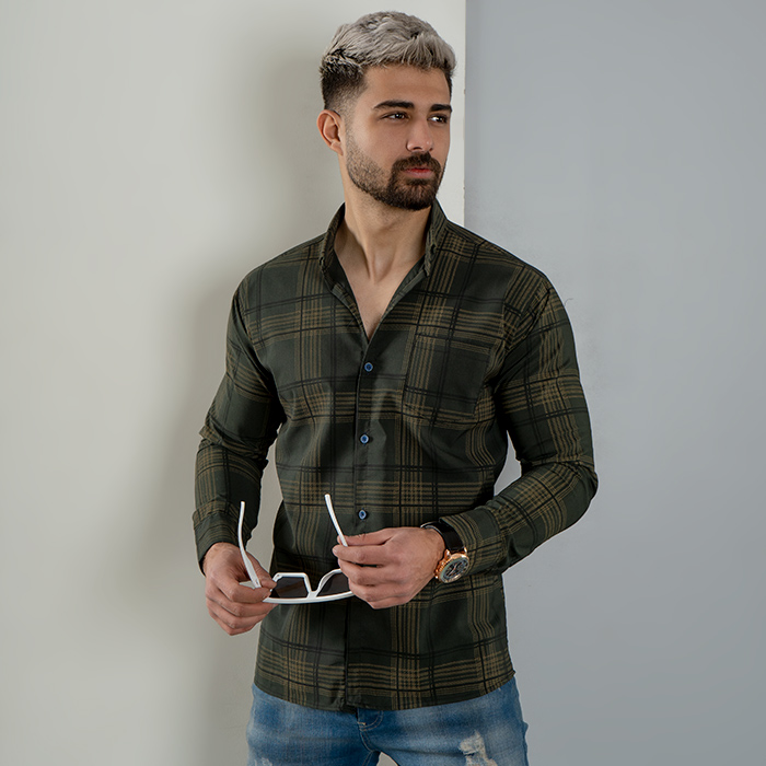 پیراهن چهارخونه سبزمدل Ribar