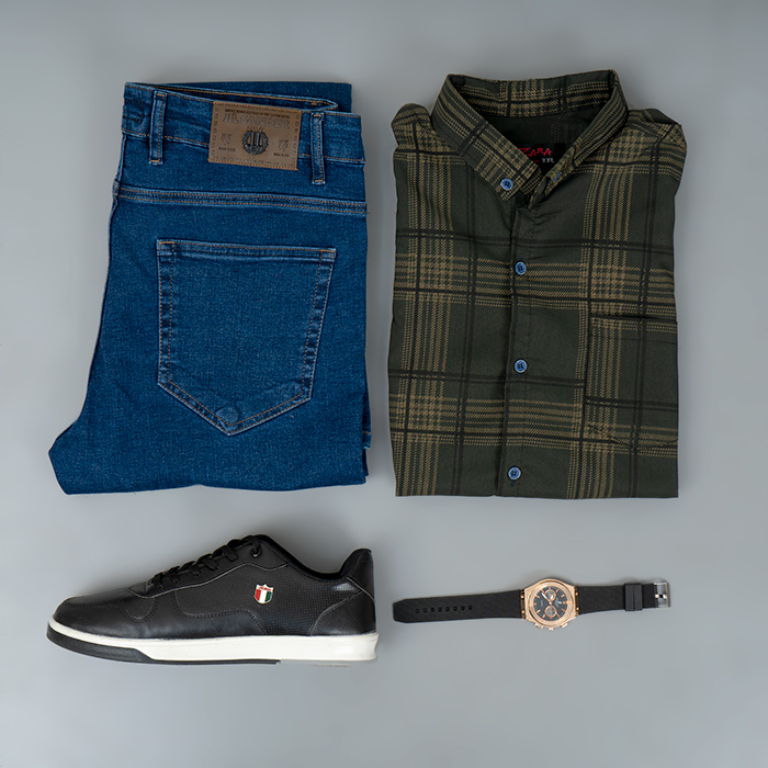 پیراهن چهارخونه سبزمدل Ribar