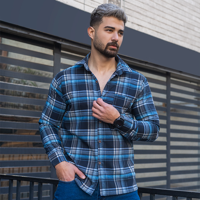 پیراهن مردانه آبی سرمه ای مدل ahora