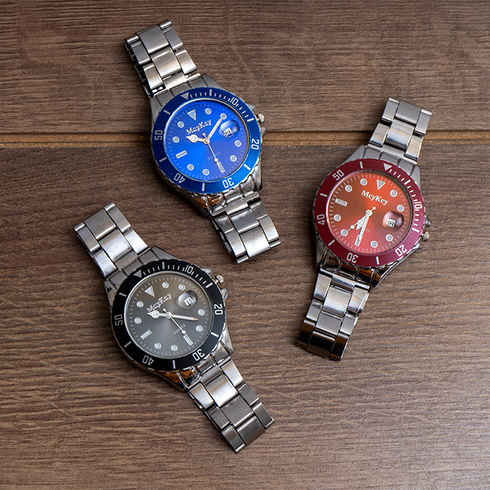 ساعت Mcy Kcy نقره ای صفحه مشکی مدل 345