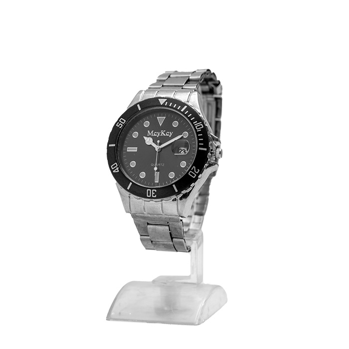 ساعت Mcy Kcy نقره ای صفحه مشکی مدل 345