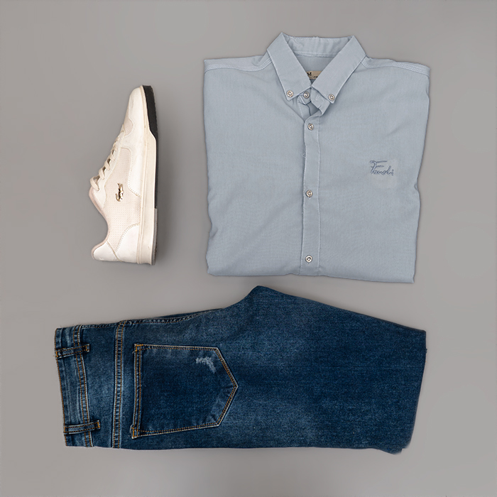 پیراهن طوسی مردانه مدل Fendi