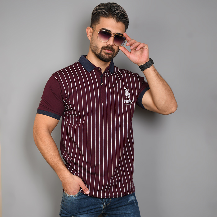 تیشرت مردانه زرشکی مدل MONO