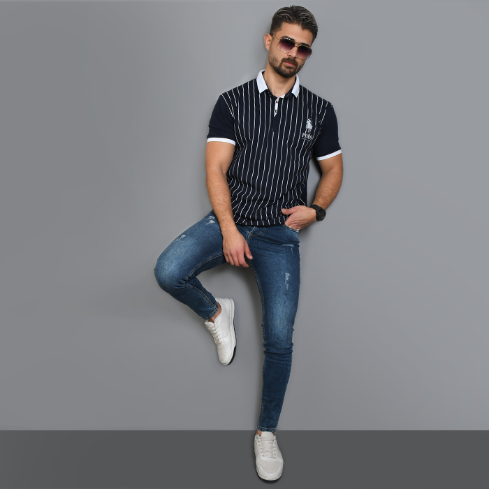 تیشرت مردانه سرمه ای مدل MONO