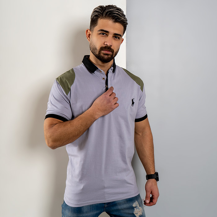 تیشرت Polo طوسی مردانه مدل HAKO
