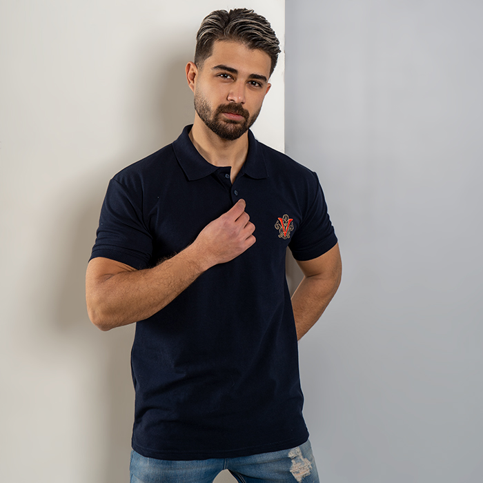 تیشرت V سرمه ای مردانه مدل Sadra