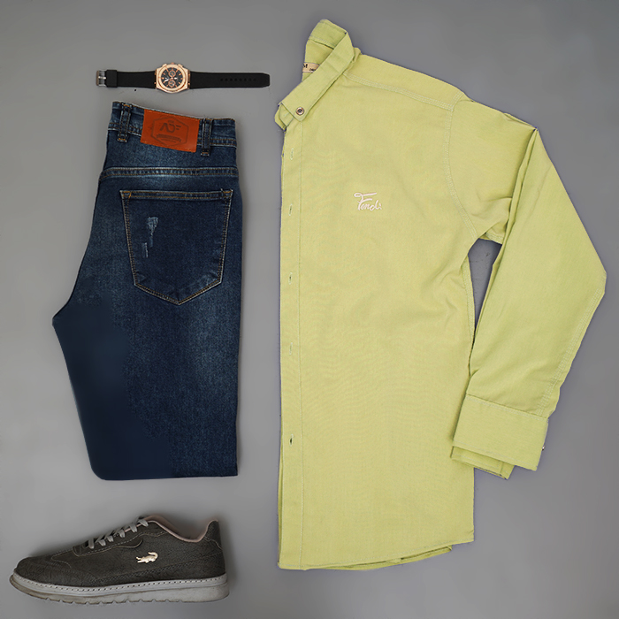 پیراهن مردانه لیمویی مدل Fendi