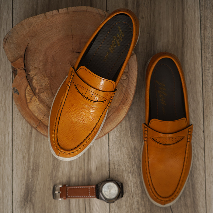 کفش کالج مردانه خردلی مدل Lira