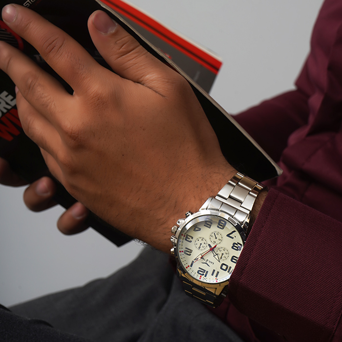 ساعت مچی نقره ای مردانه مدل EAGLETIME