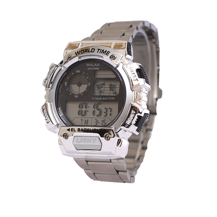 ساعت مچی کامپیوتری نقره ای مدل Worldtime