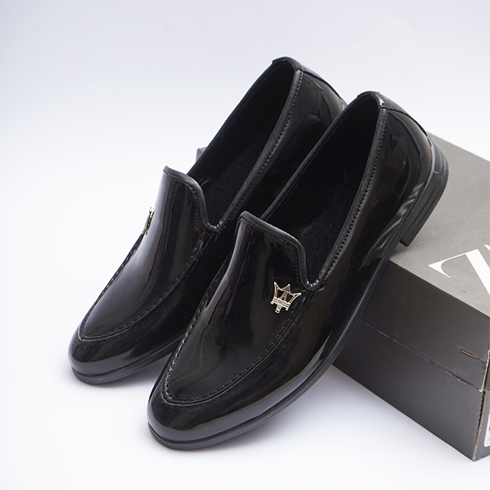 کفش کالج مردانه مشکی ورنی مدل M372