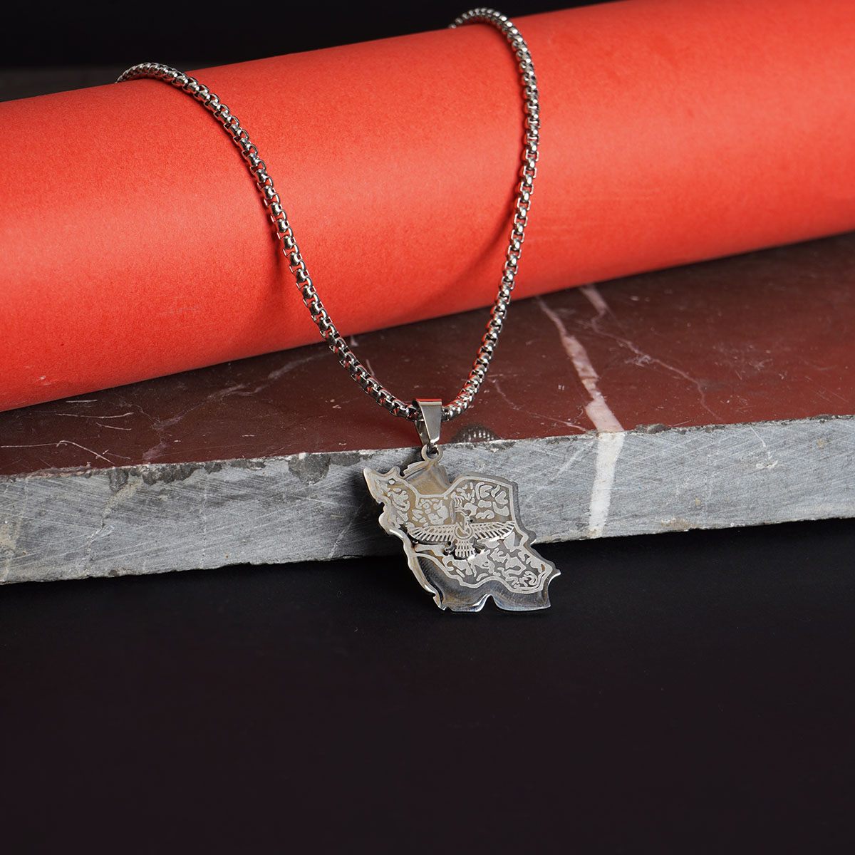 گردنبند نقره ای مدل Iran