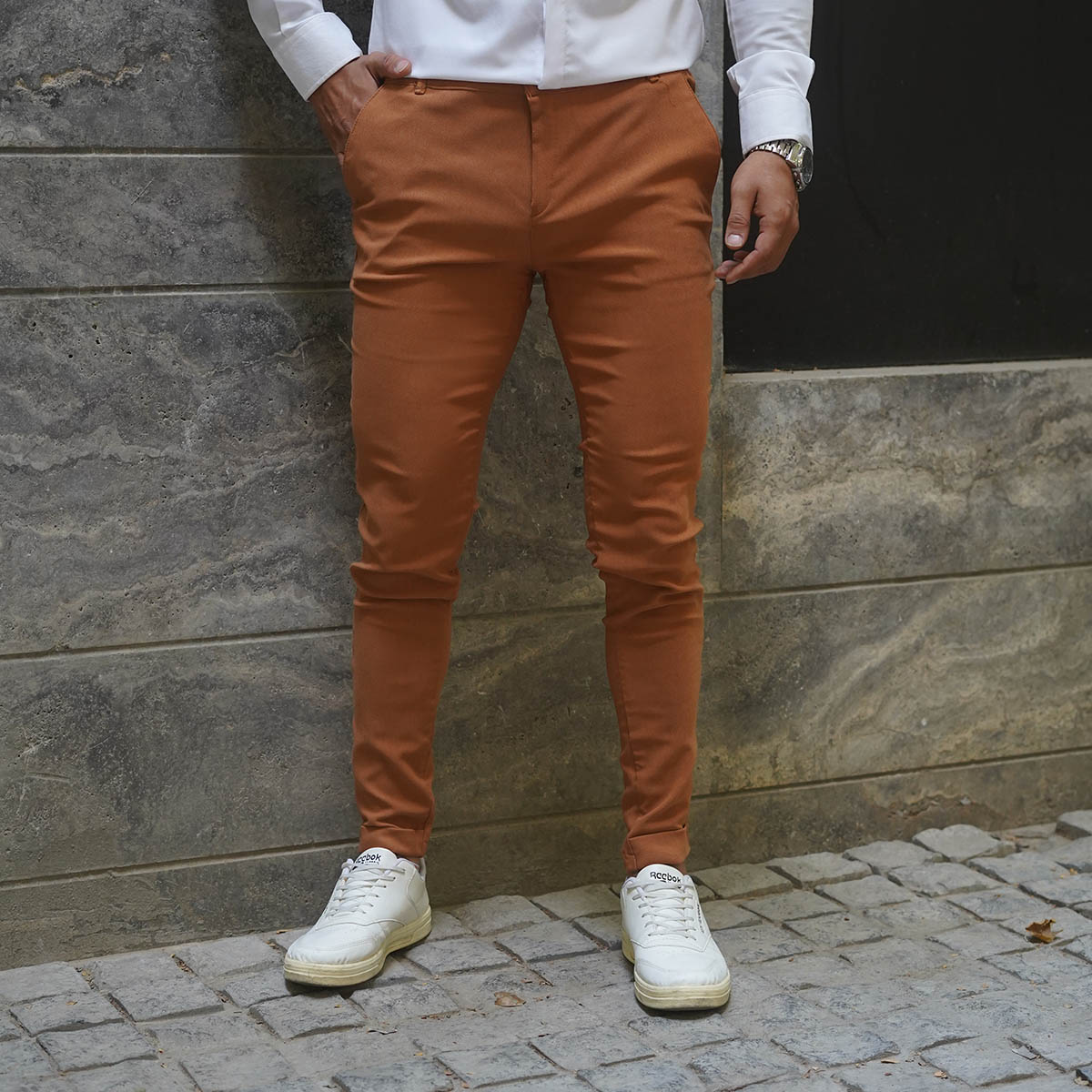 شلوار مردانه آجری مدل Mobin