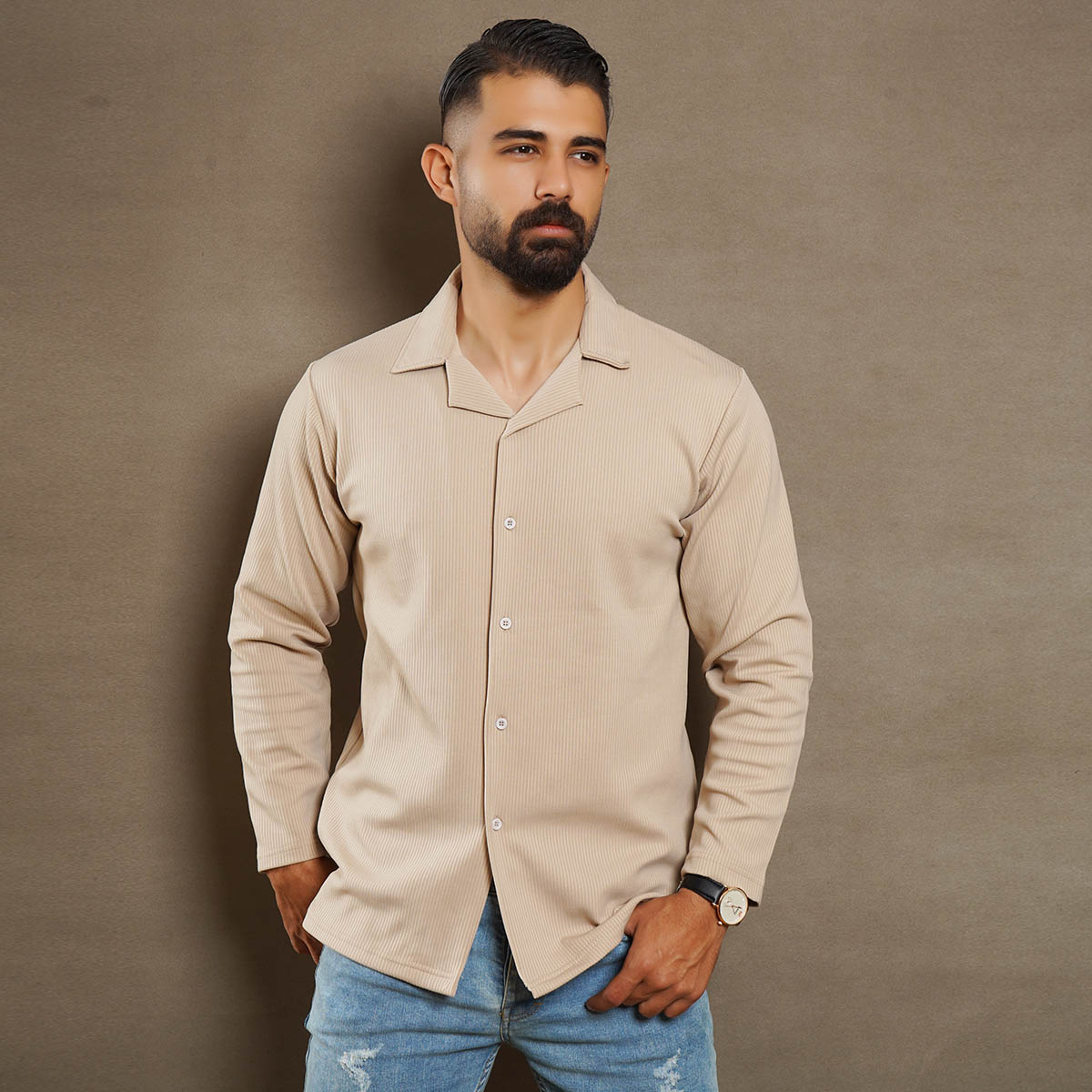 پیراهن مردانه کرم مدل Atila