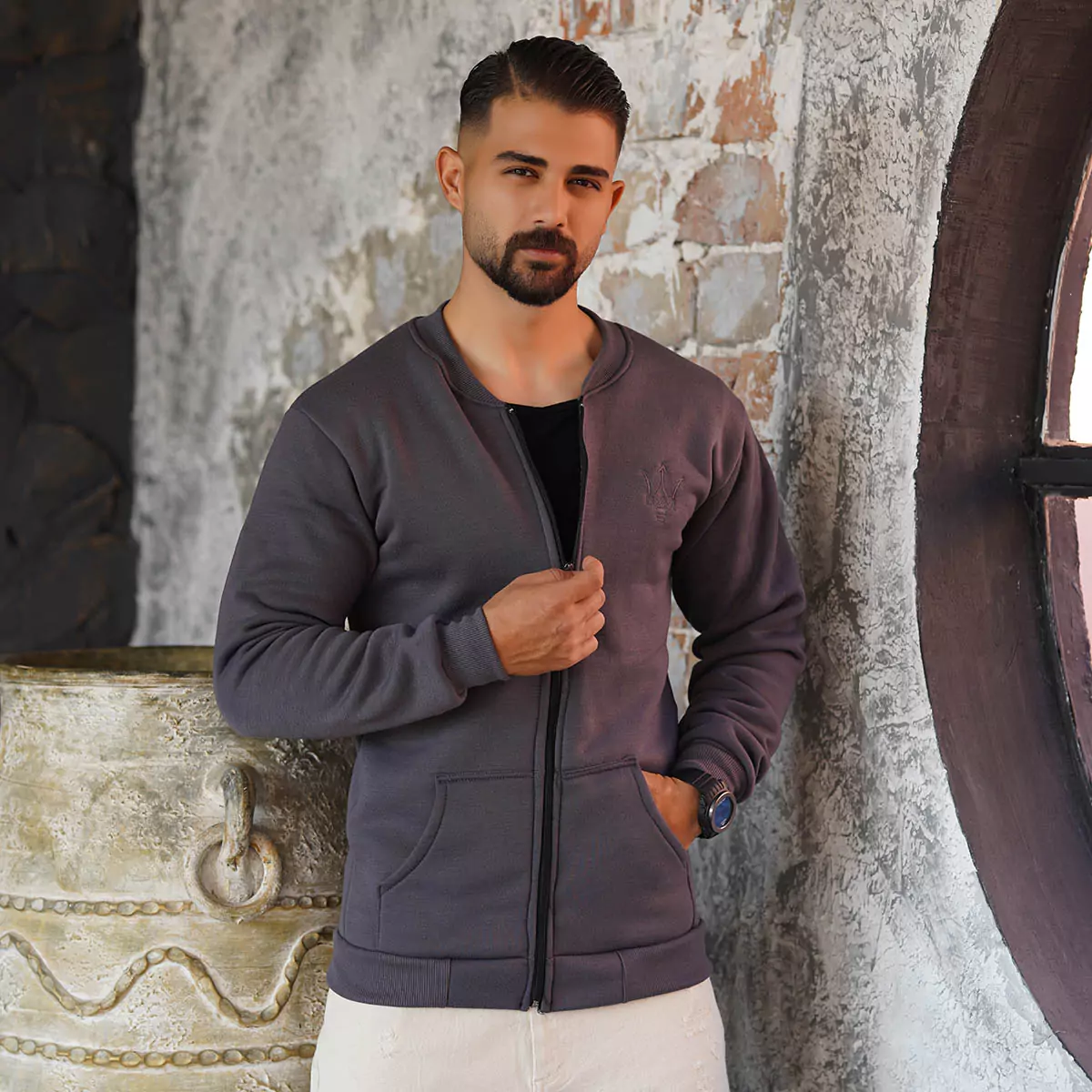 سوییشرت مردانه طوسی مدل wendi