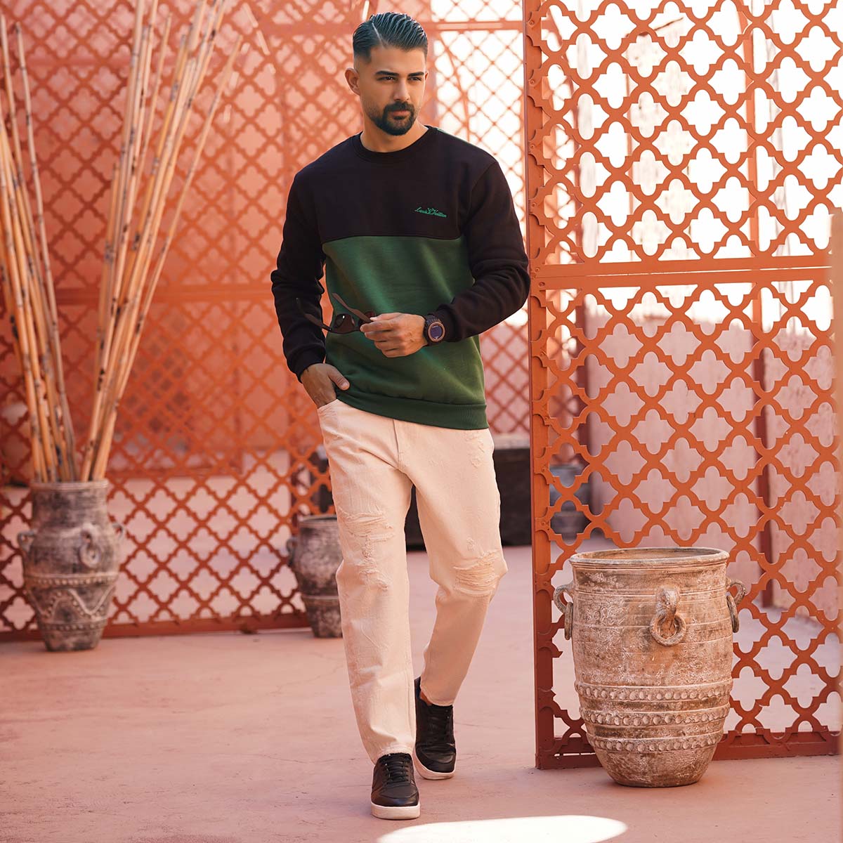 دورس مردانه مشکی سبز مدل Louis